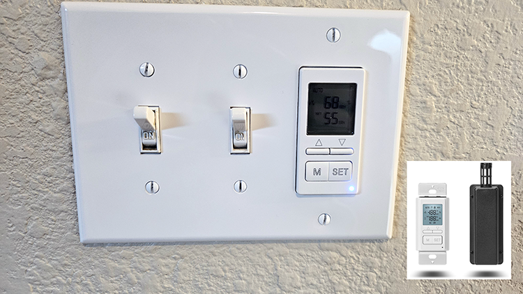 Ortis humidity-sensing bathroom fan switch with remote sensor for accurate moisture detection in large bathrooms.
